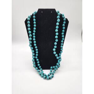 Plunder Long 62" Turquoise Blue Beaded Necklace